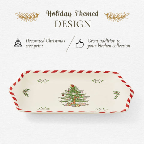 Spode tray styled with holiday cookies, presenting festive serving and easy display