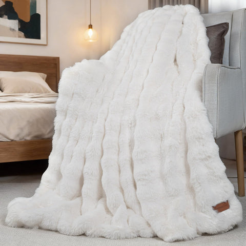 SpottedCozy front view of throw showing plush faux fur and cozy appeal