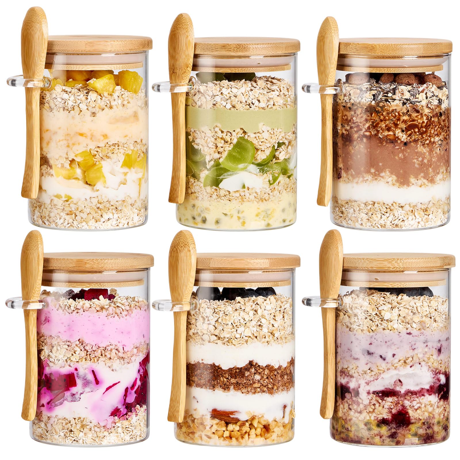 Spreccio front view of six glass jars showing clean design and storage benefit