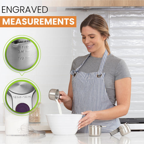Spring Chef close-up of handle engraving showing durable measurement markings for accurate recipes