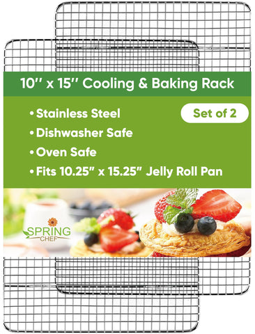Spring Chef front view of both stainless steel racks showing durable finish and fit