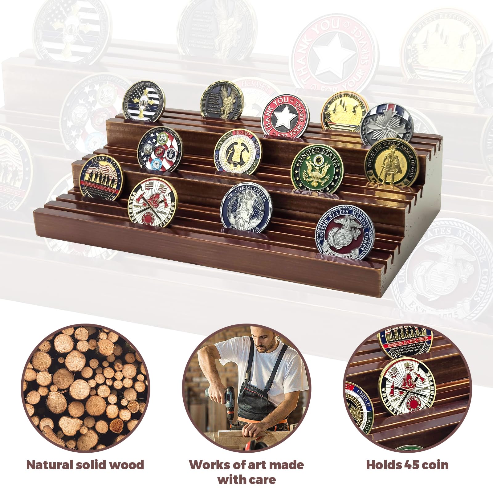 SPVIKISGO display with assorted coins arranged to show capacity and organization
