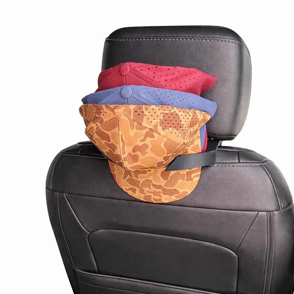 SPWM CabCap front mounted on headrest keeps hats organized and accessible