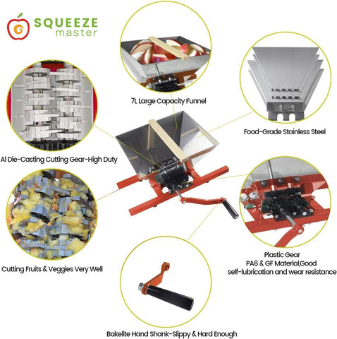 SQUEEZE master filled with apples ready to crush demonstrating easy prep and throughput