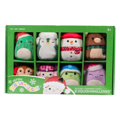 Squishmallows hanging on a Christmas tree adding festive color and charm