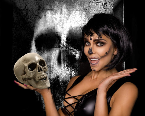 Sratte skulls staged in haunted scene enhancing eerie atmosphere