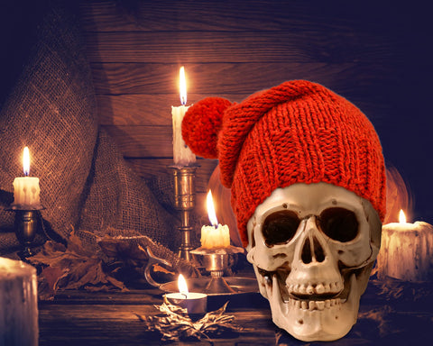 Sratte four skulls arranged on table for instant spooky décor