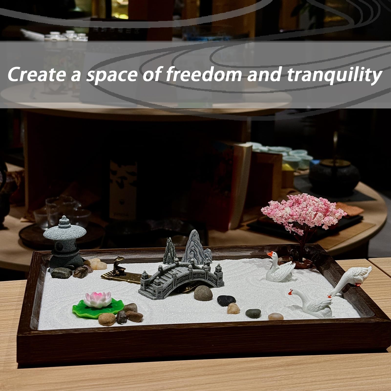SRAYW lotus and swan figures arrangement offering symbolic decor benefit