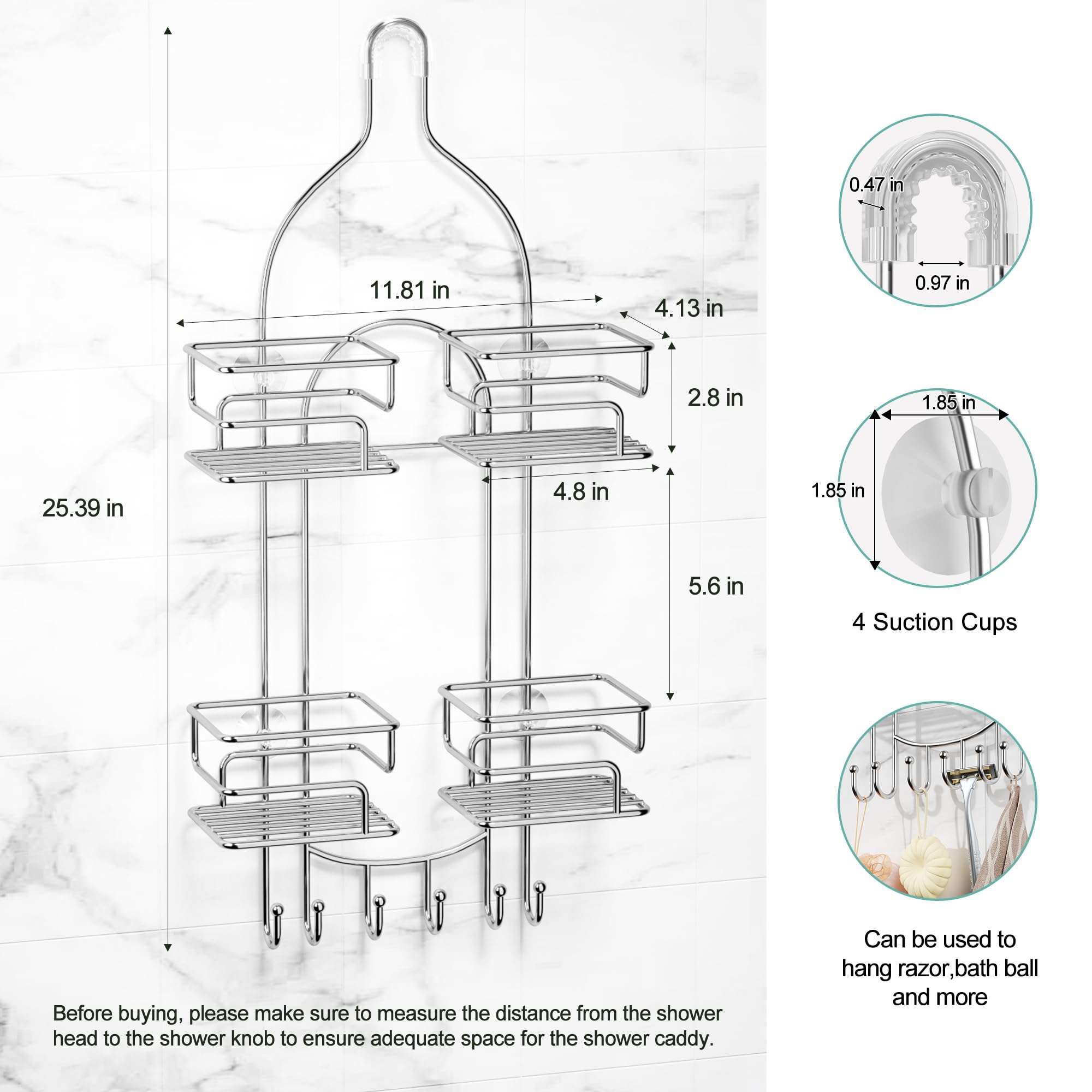 SRIWATANA installed over showerhead demonstrates tool-free setup advantage