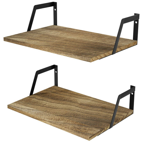 SRIWATANA front view showing two carbonized black floating shelves and packaging, highlights easy setup