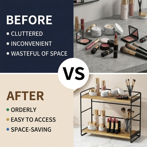 SRIWATANA organizer on bathroom vanity keeping toiletries within easy reach