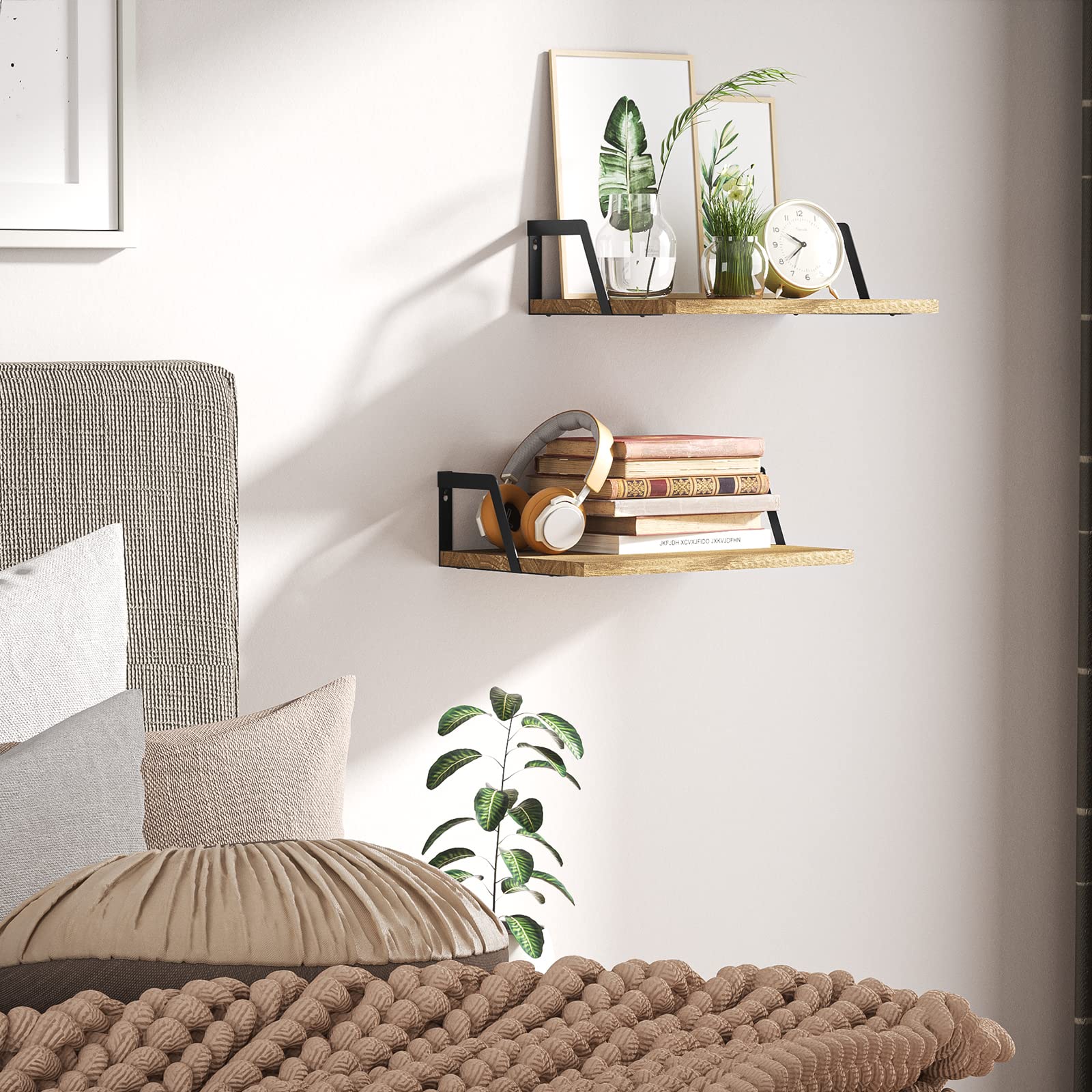 SRIWATANA shelf in living room holding frames and plants, adding organized display and style