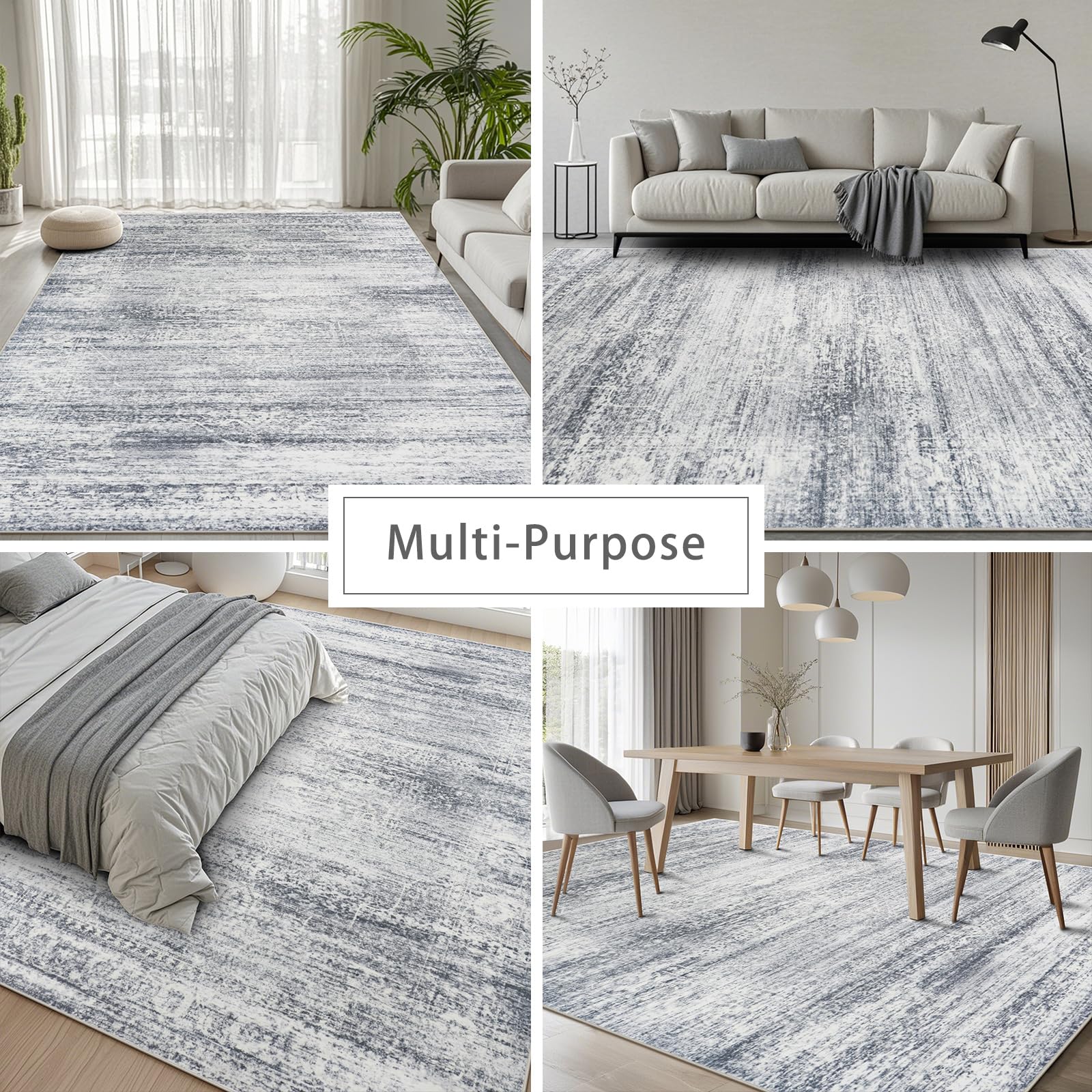 Srugn rug under dining table showing stain resistance and easy care