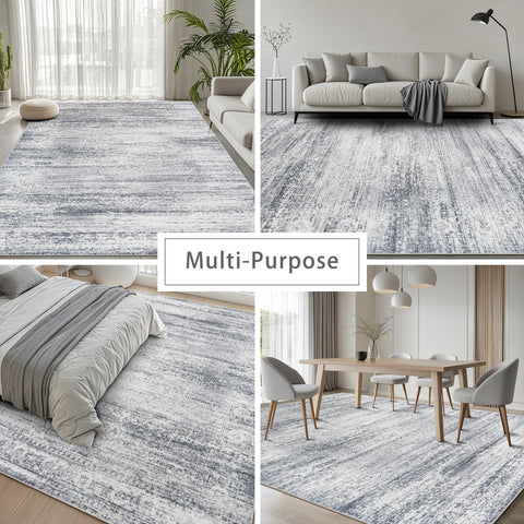 Srugn rug under dining table showing stain resistance and easy care