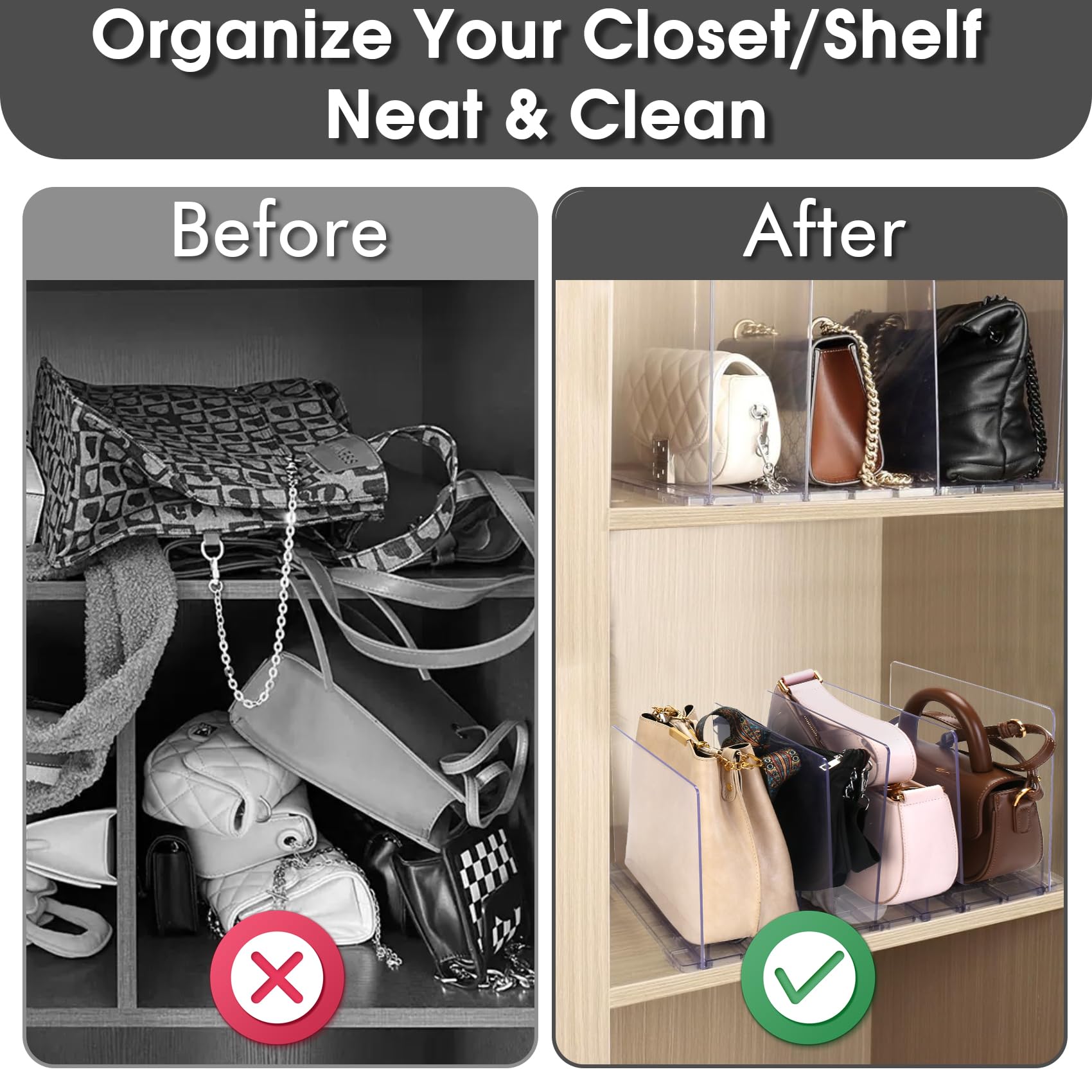 SSAWcasa organizer in closet with handbags for quick selection benefit