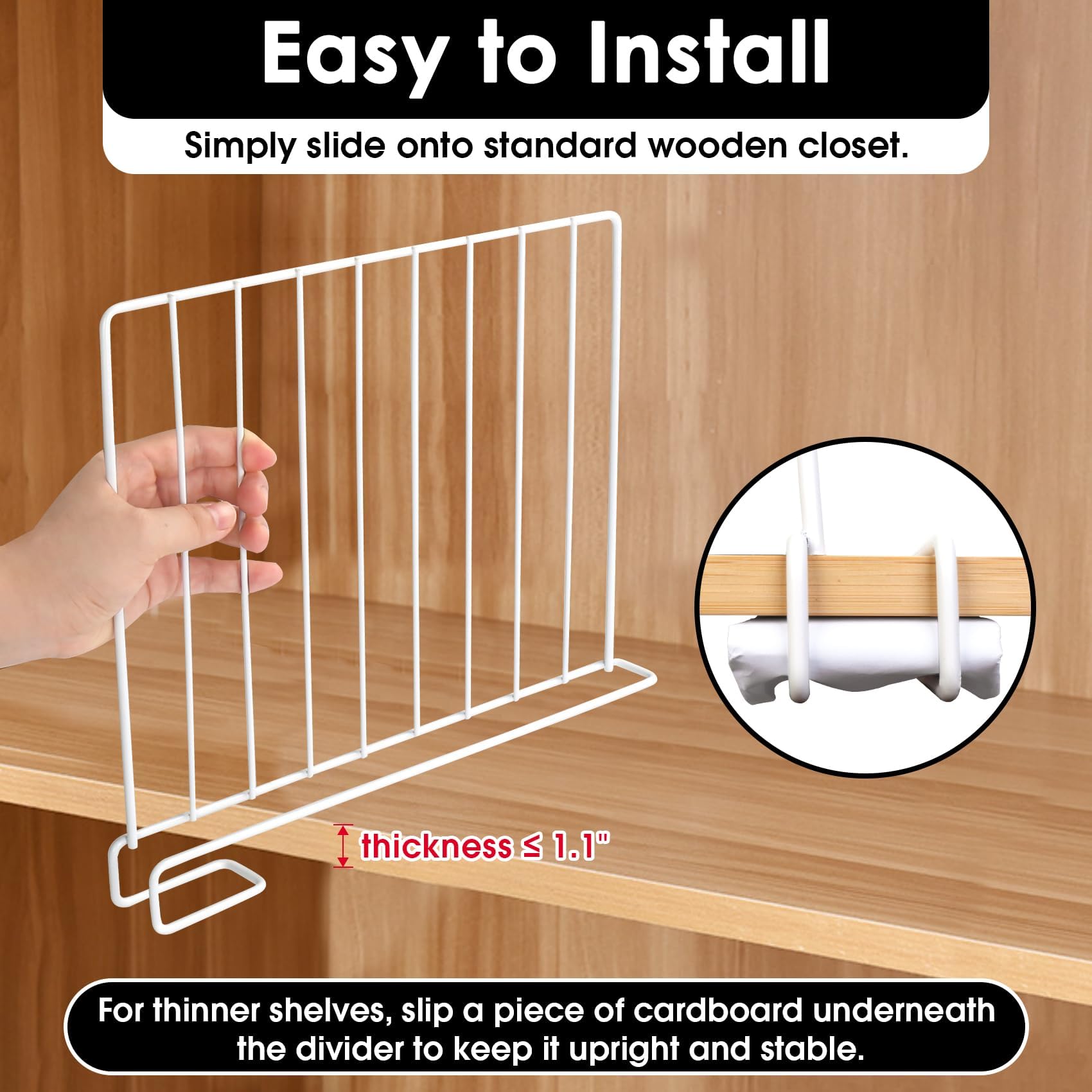 SSAWcasa divider beside ruler showing dimensions for easy shelf compatibility