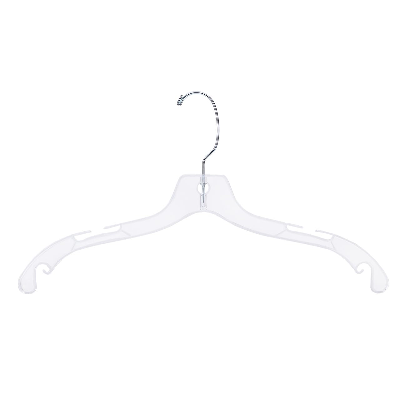 SSWBasics clear hanger front view showing transparent finish and tidy presentation