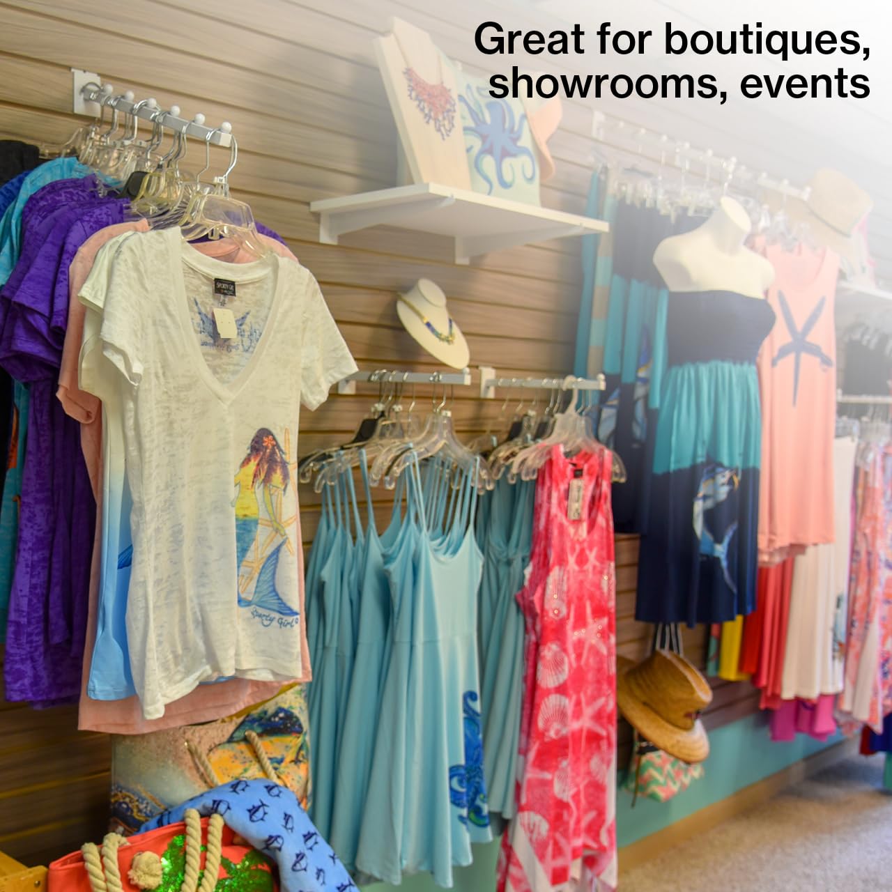 SSWBasics hangers displayed on a retail rack creating uniform professional merchandising