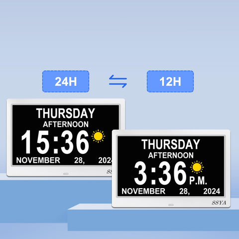 SSYA wall-mounted clock in a living room providing visible routine reminders