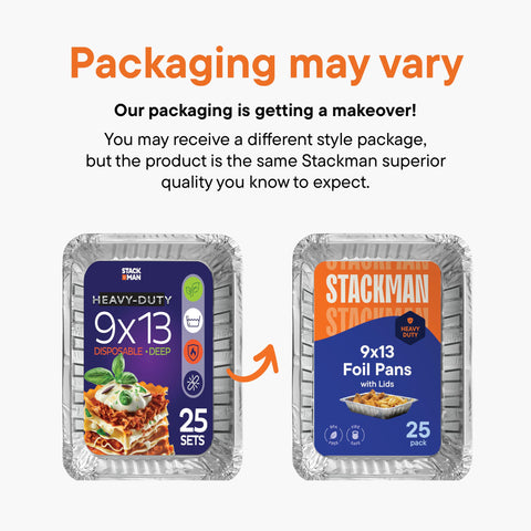 Stack Man pans in a catering setup showing ready-to-serve presentation and easy cleanup