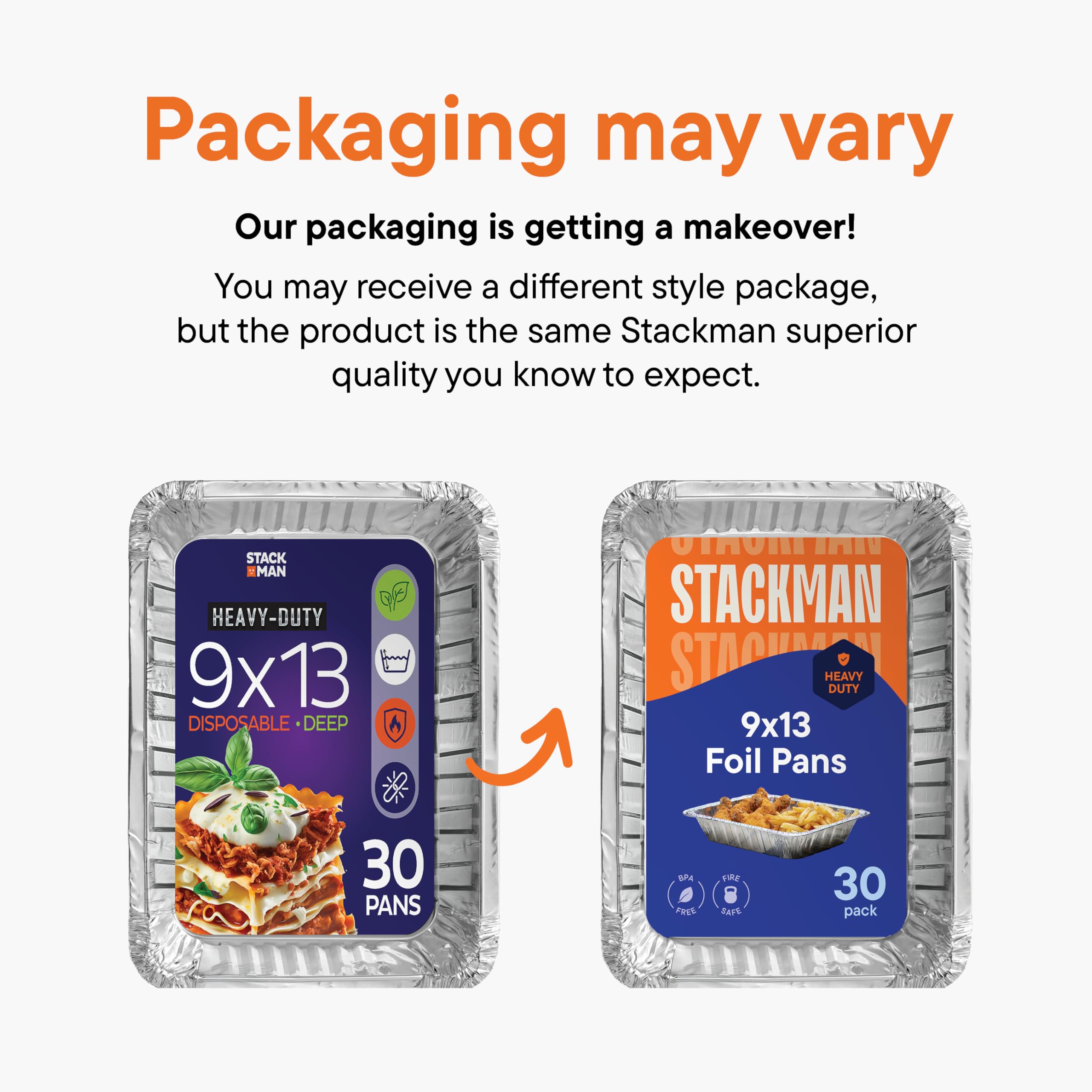 Stack Man pans on kitchen table with dishes illustrating catering convenience and quick cleanup