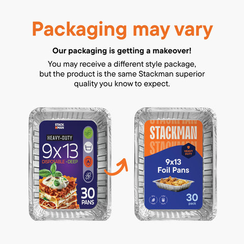 Stack Man pans on kitchen table with dishes illustrating catering convenience and quick cleanup