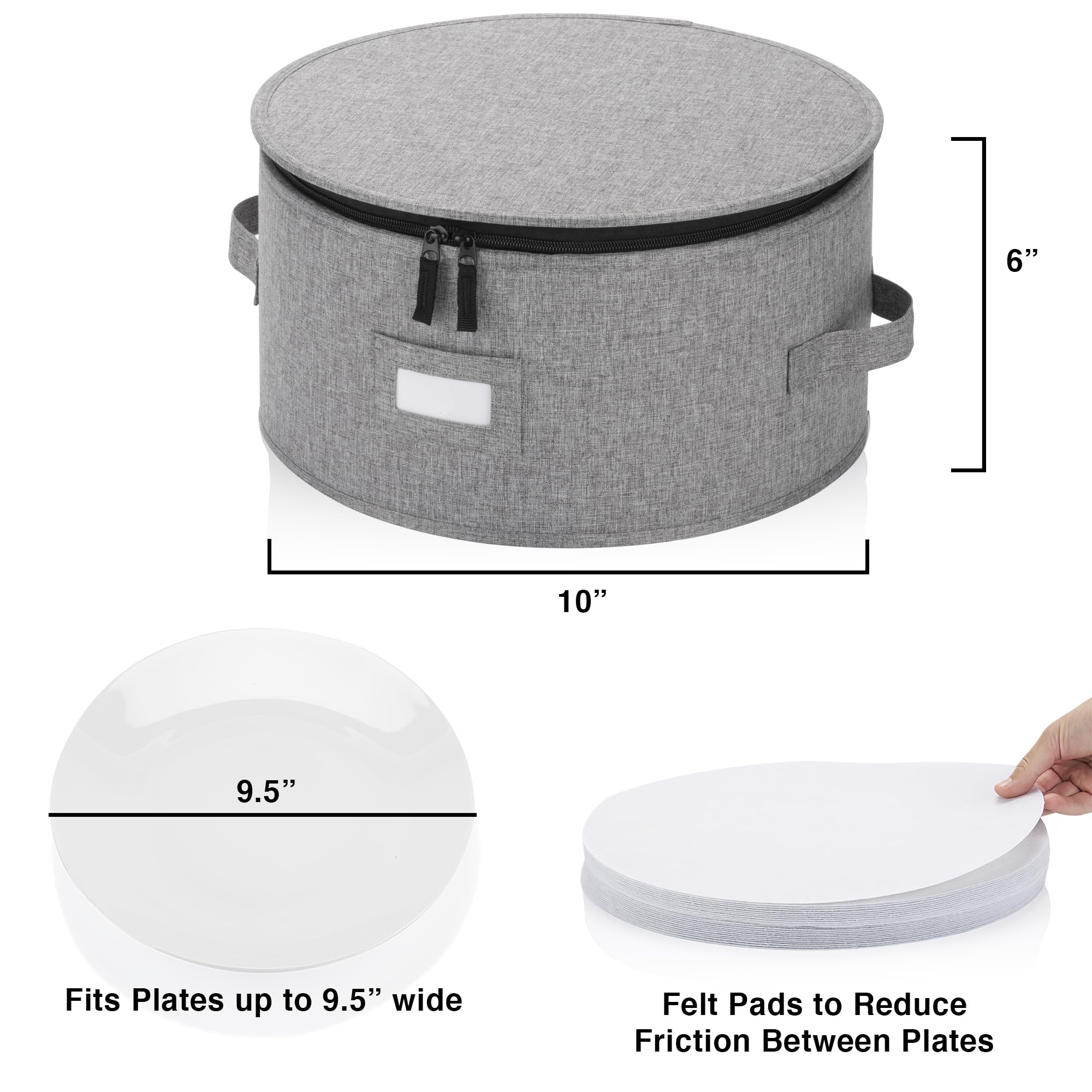 Stack Store Plus More open case showing 12 plates and felt dividers, prevents scratches