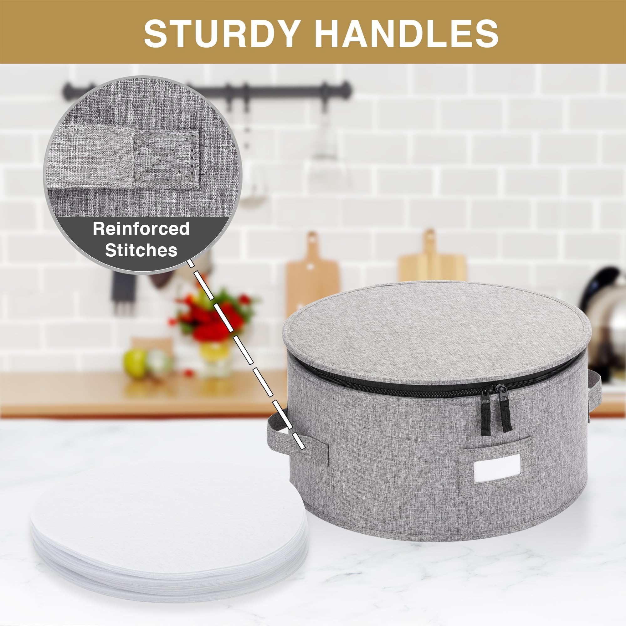 Stack Store Plus More side view highlighting exterior label pocket, identifies contents quickly