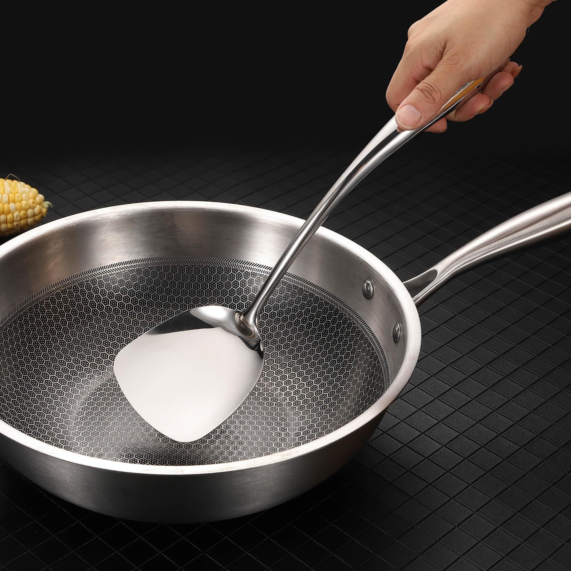 Standcn mirror-polished surface reflecting light to highlight easy-clean finish