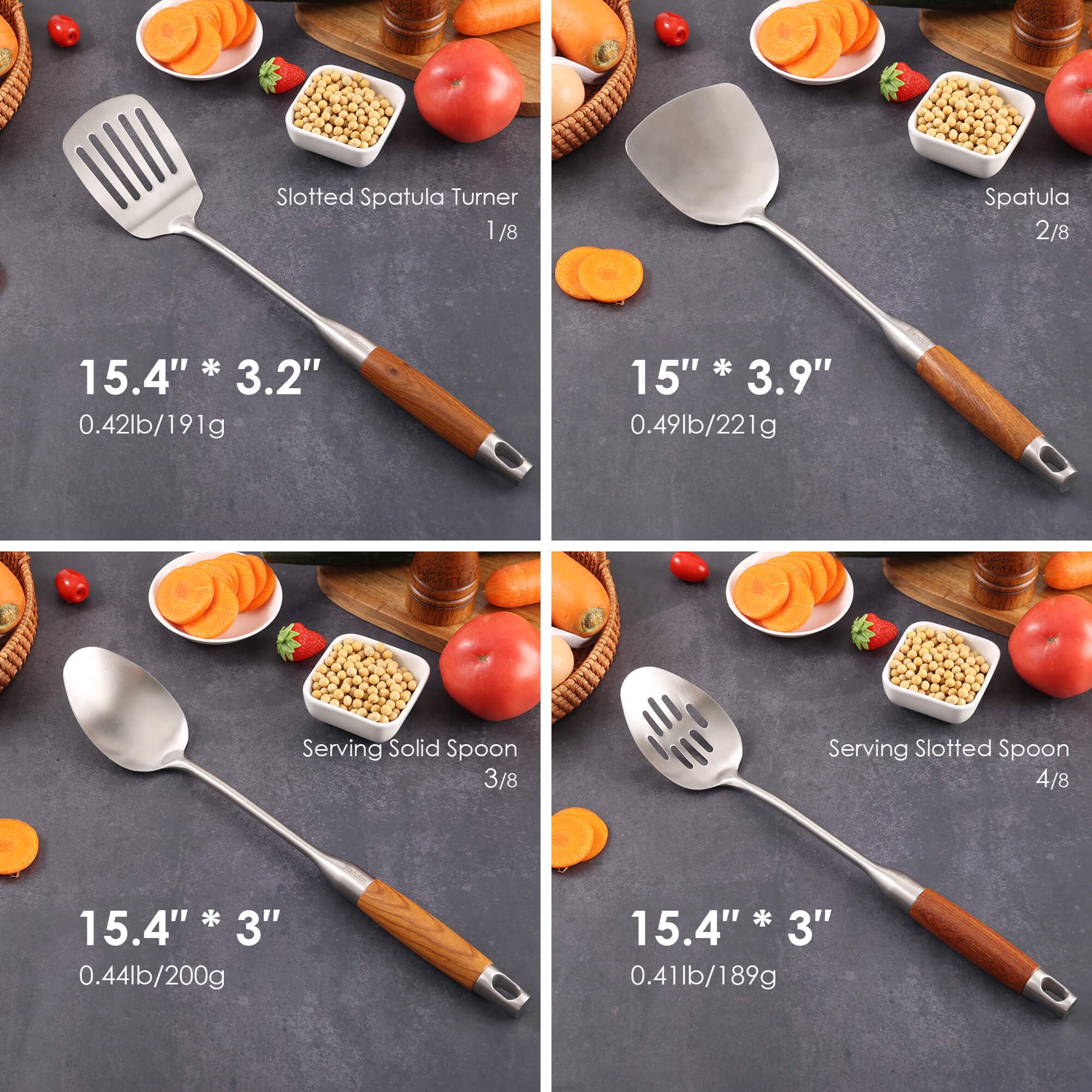 Standcn rosewood handle close-up highlighting wood grain and comfortable heat-resistant grip