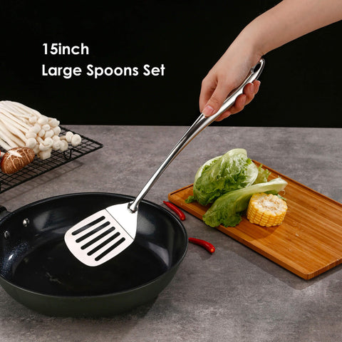 Standcn set beside common kitchen tools to show scale and full-length advantage