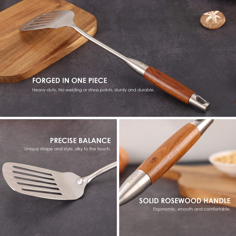 Standcn large spoon and ladle side-by-side for scale, showing 15-inch length benefit