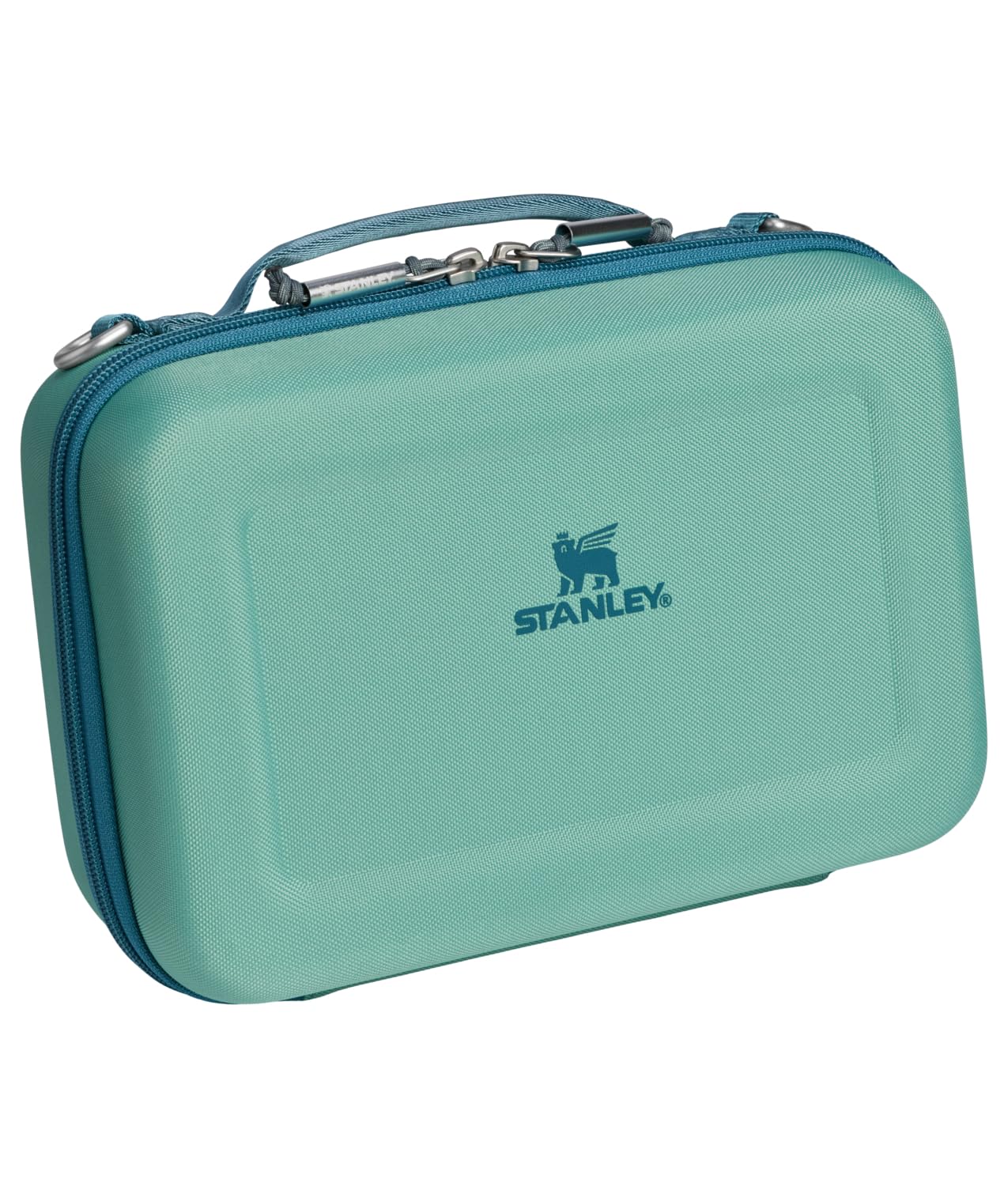 STANLEY demo of lunch box resisting compression, crush-resistant shell protects meals
