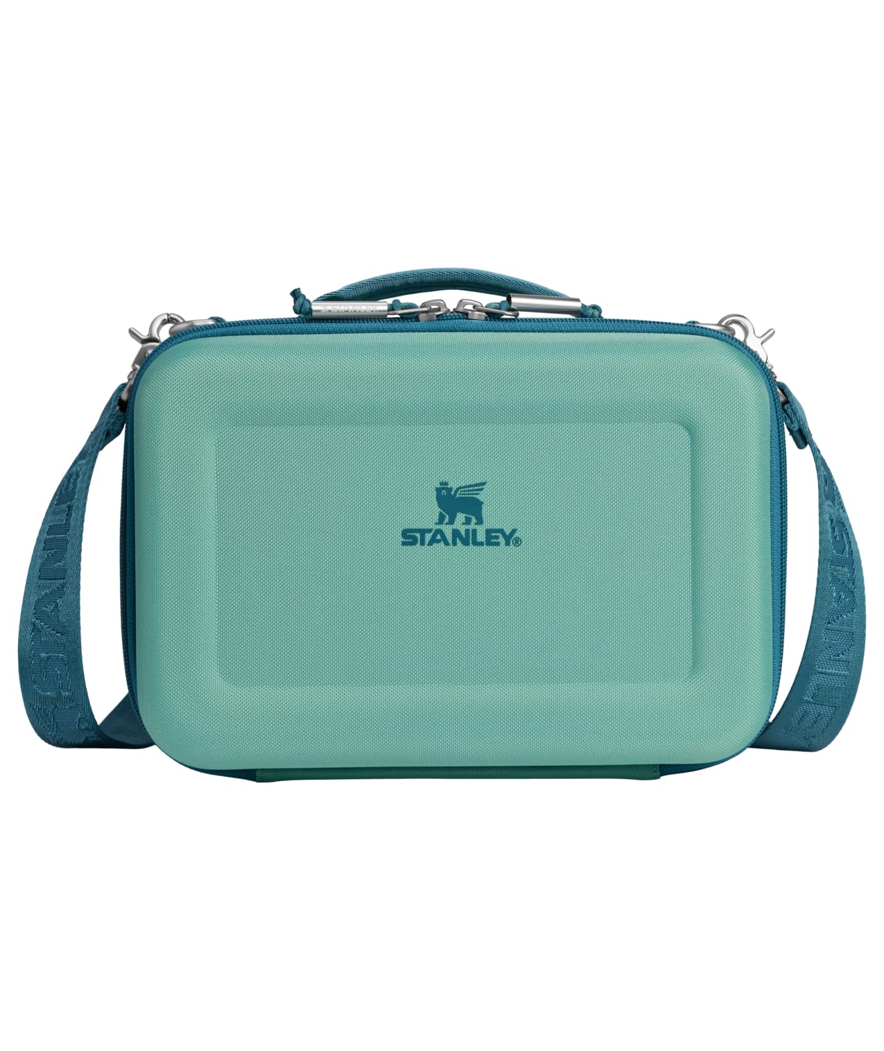 STANLEY front view of lunch box showing spring green color and sleek handle, durable protection