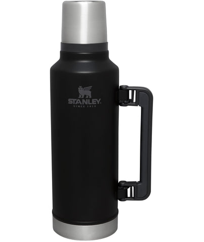 Stanley bottle front view showing durable finish and large capacity benefit
