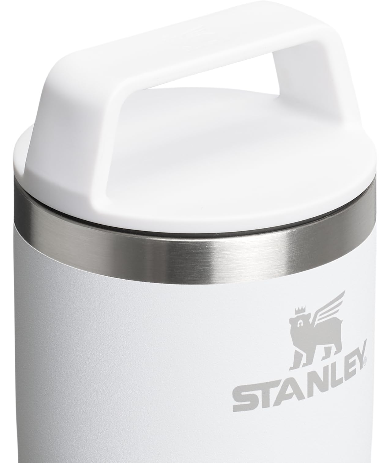 STANLEY mug next to smartphone showing 20 oz size and scale