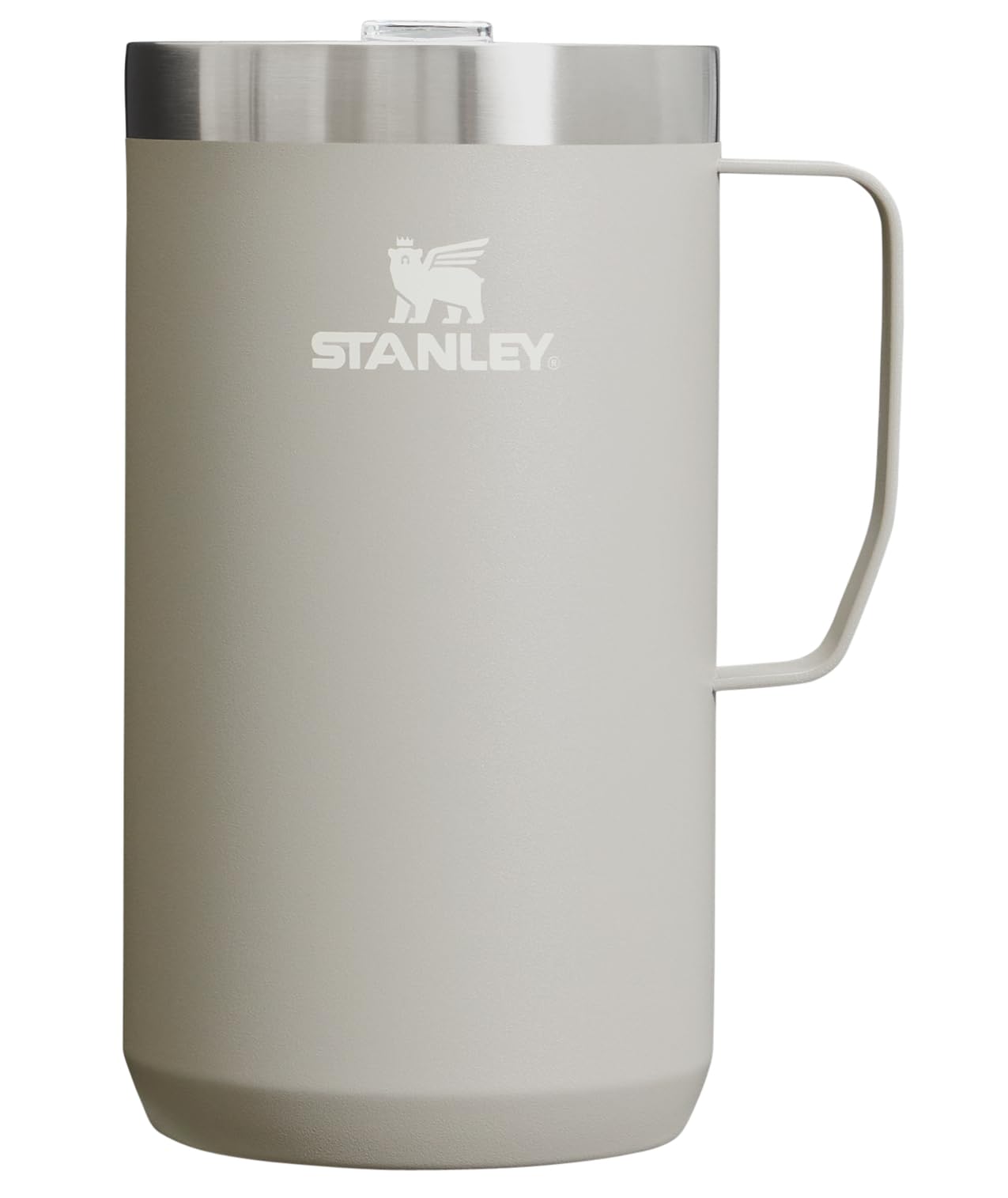 STANLEY camp mug front view showing ash finish and durable design benefit
