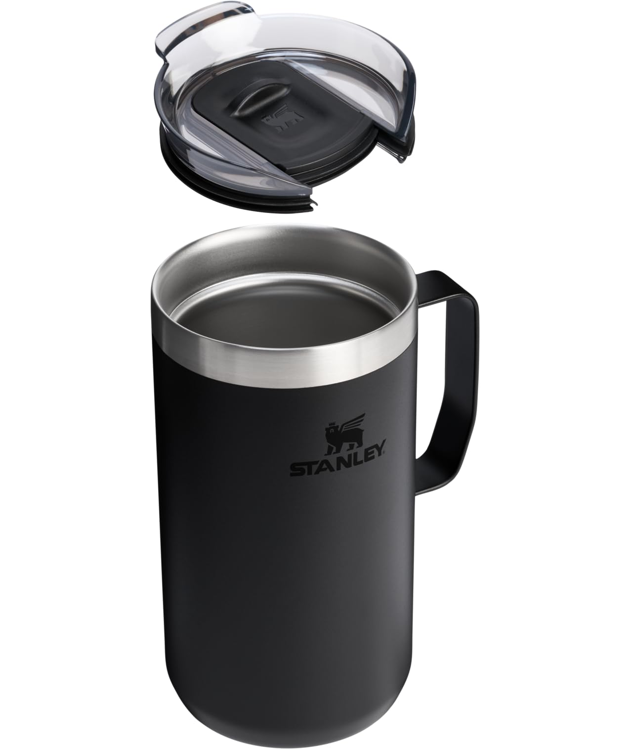 STANLEY Tritan press-fit drink-through lid close-up demonstrating splash-resistant sipping