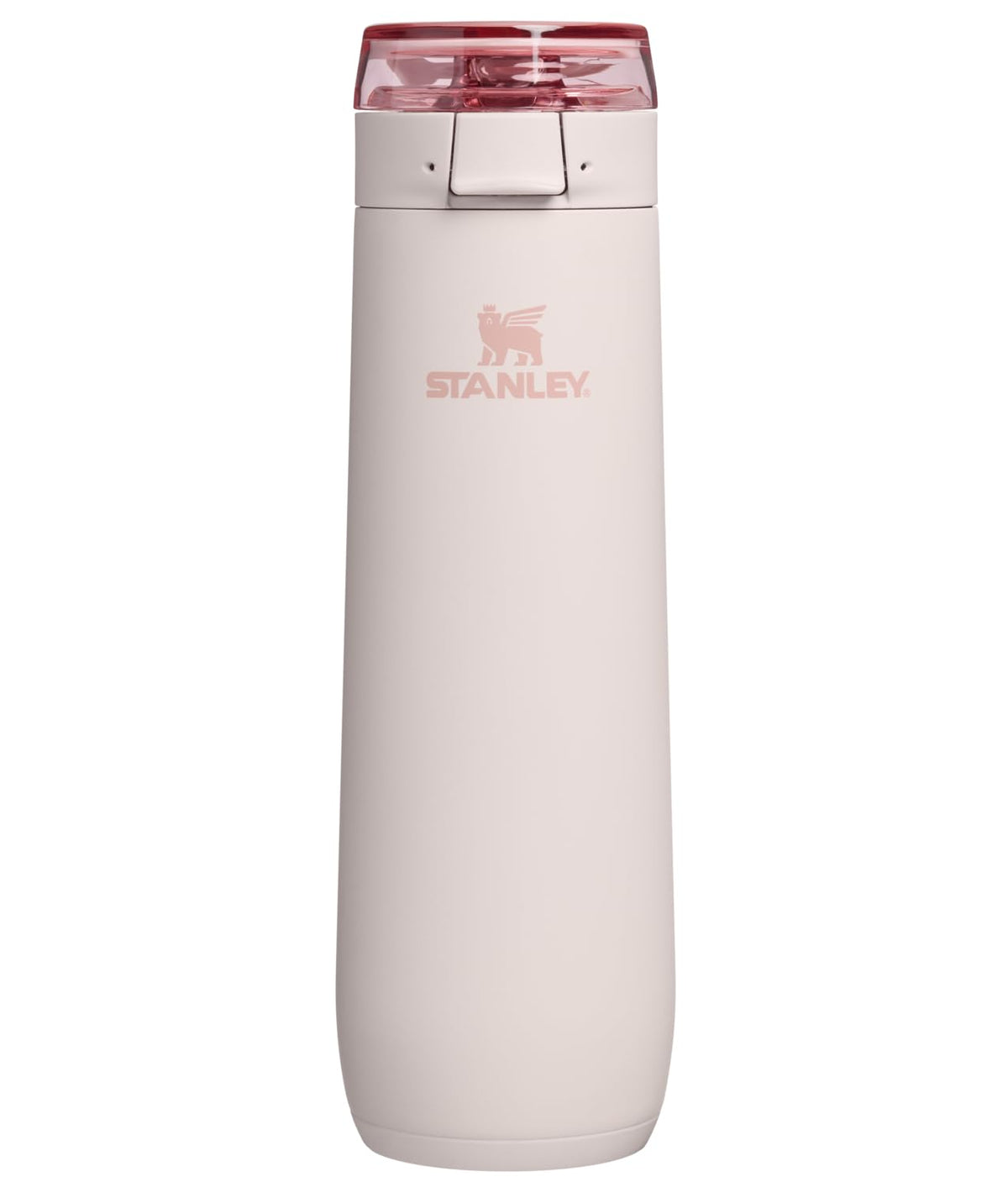 STANLEY Flowstate front view showing slim Rose Quartz bottle and branding benefit portability