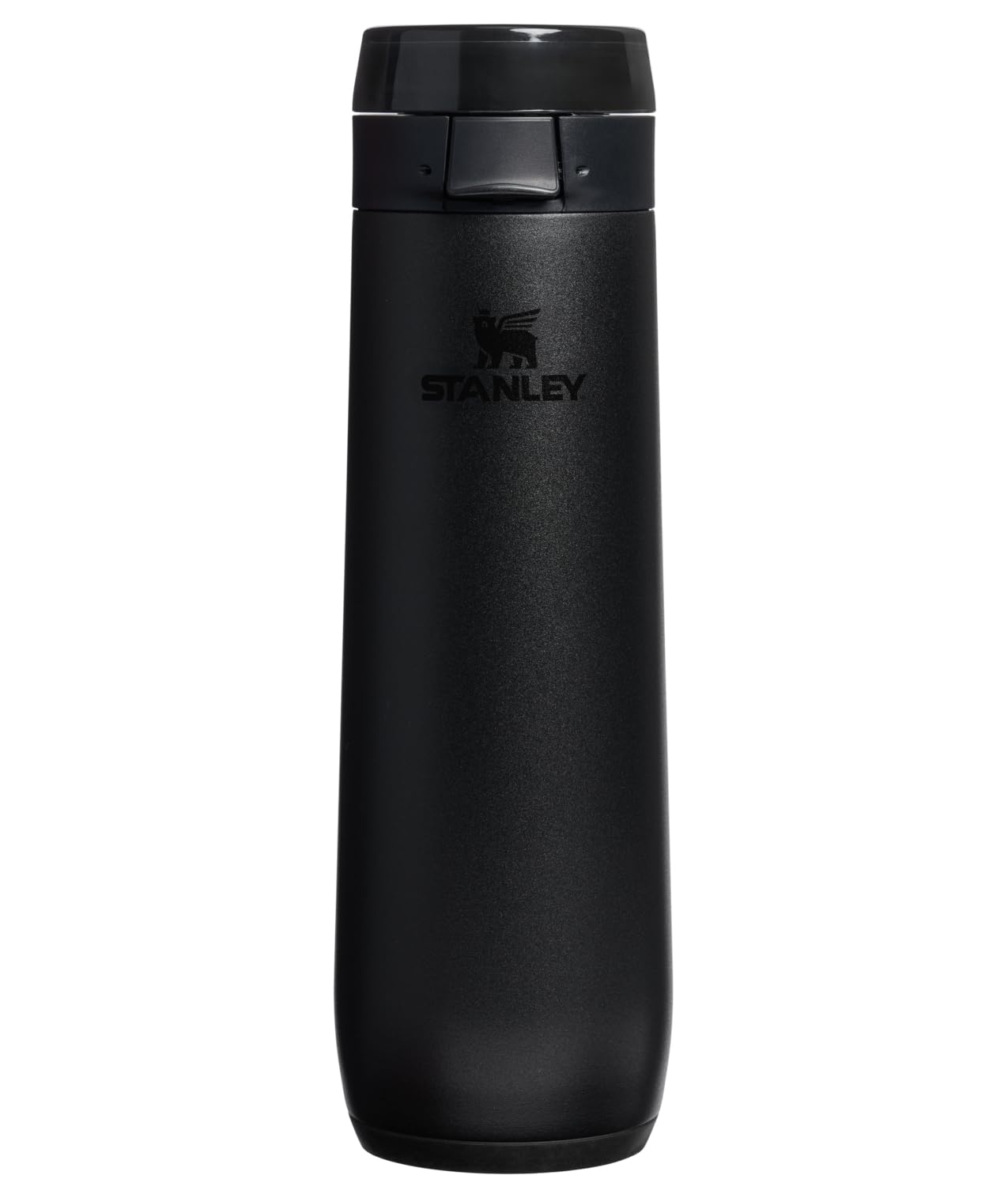 STANLEY front view showing sleek black bottle and branding for easy identification