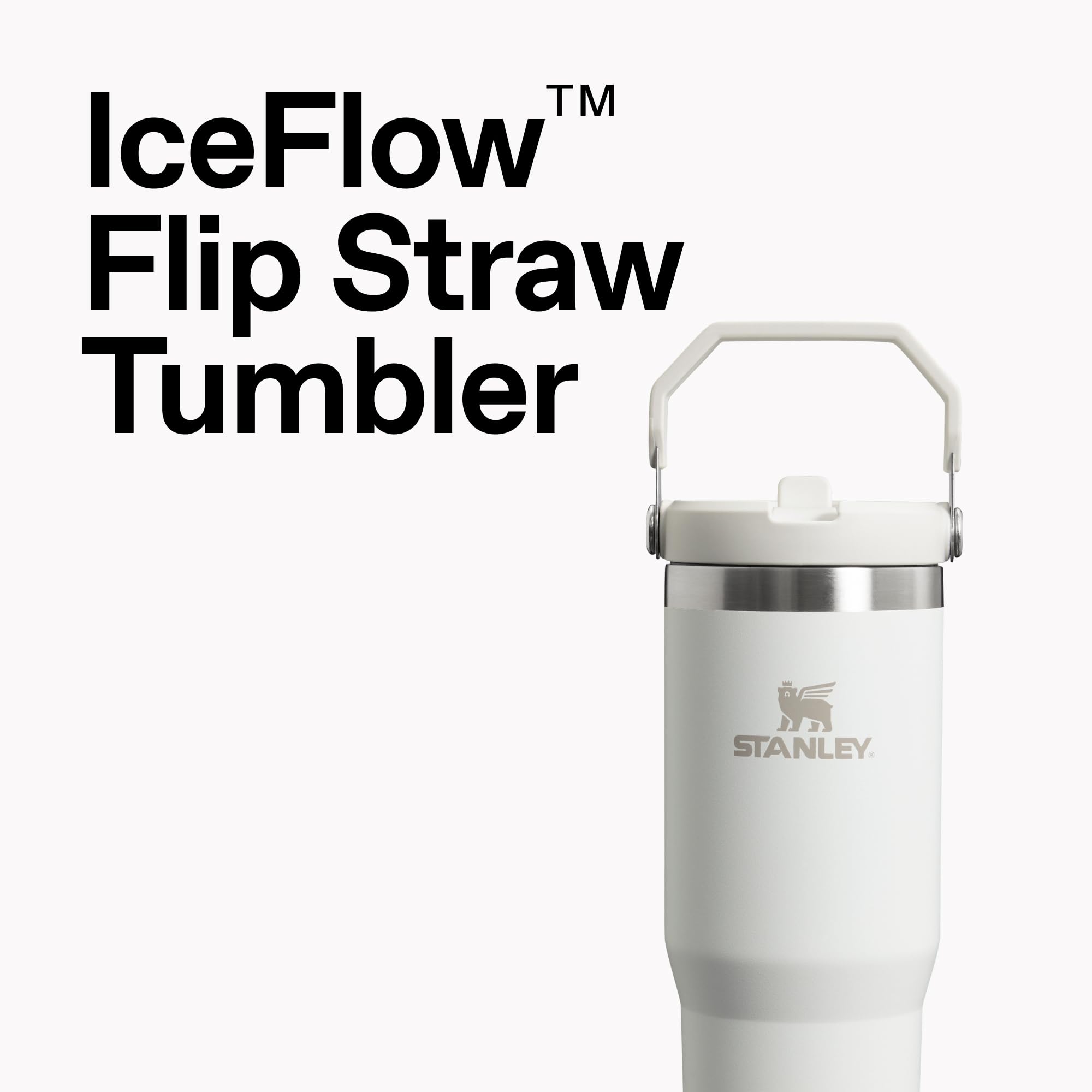 STANLEY tumbler with handle placed in car cupholder for travel convenience