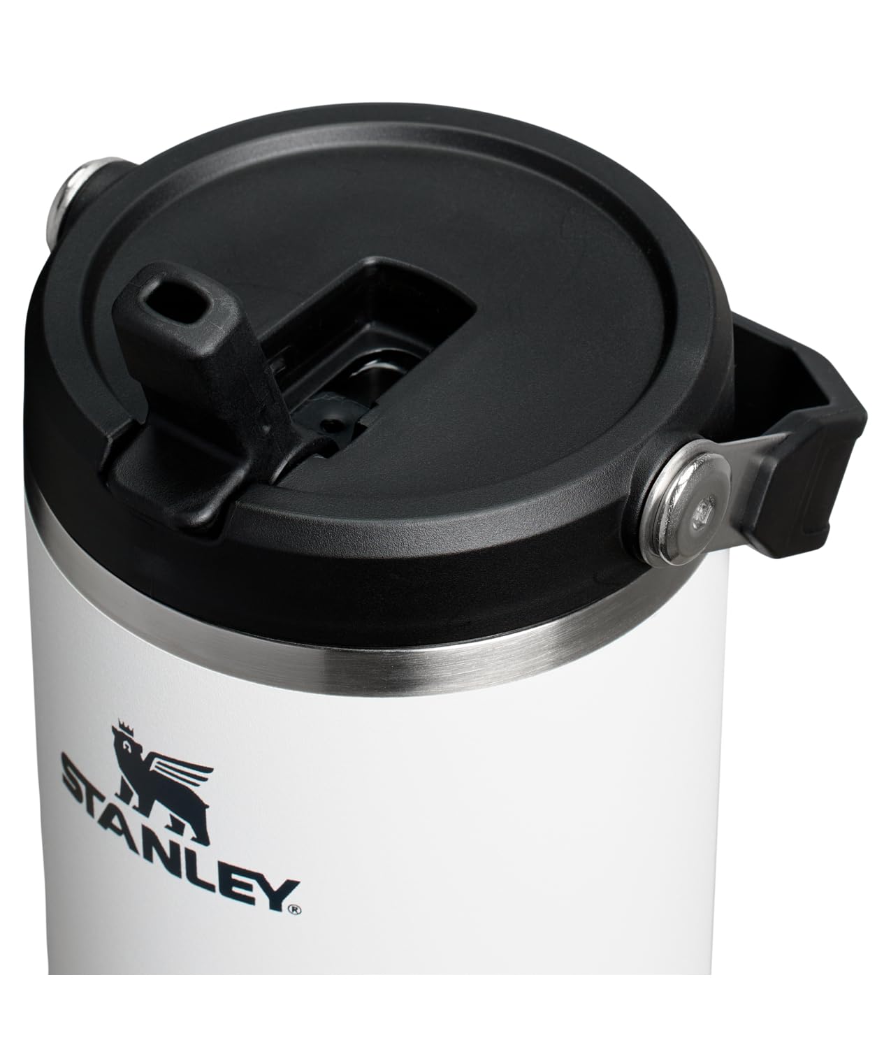 STANLEY close-up of Flip Straw 2.0 lid highlighting leakproof design benefit