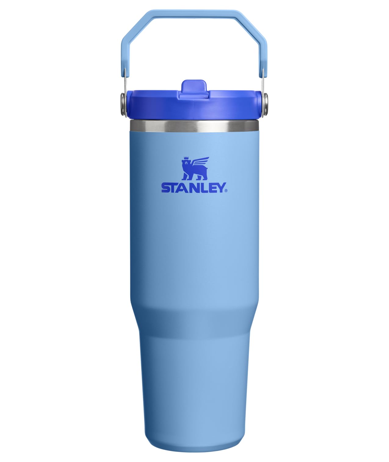 STANLEY IceFlow front view showing Blue Sky finish and 30 oz capacity for durable hydration