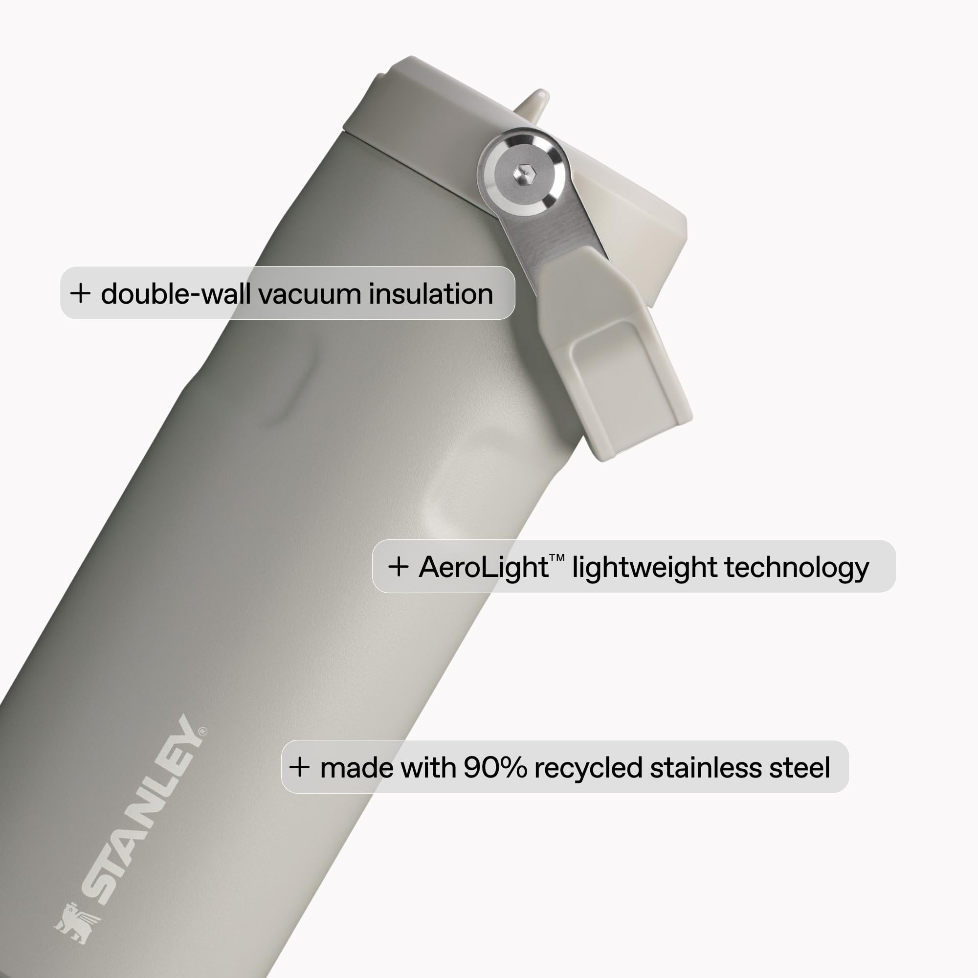 STANLEY bottle inside backpack to show everyday carry convenience and lightweight benefit