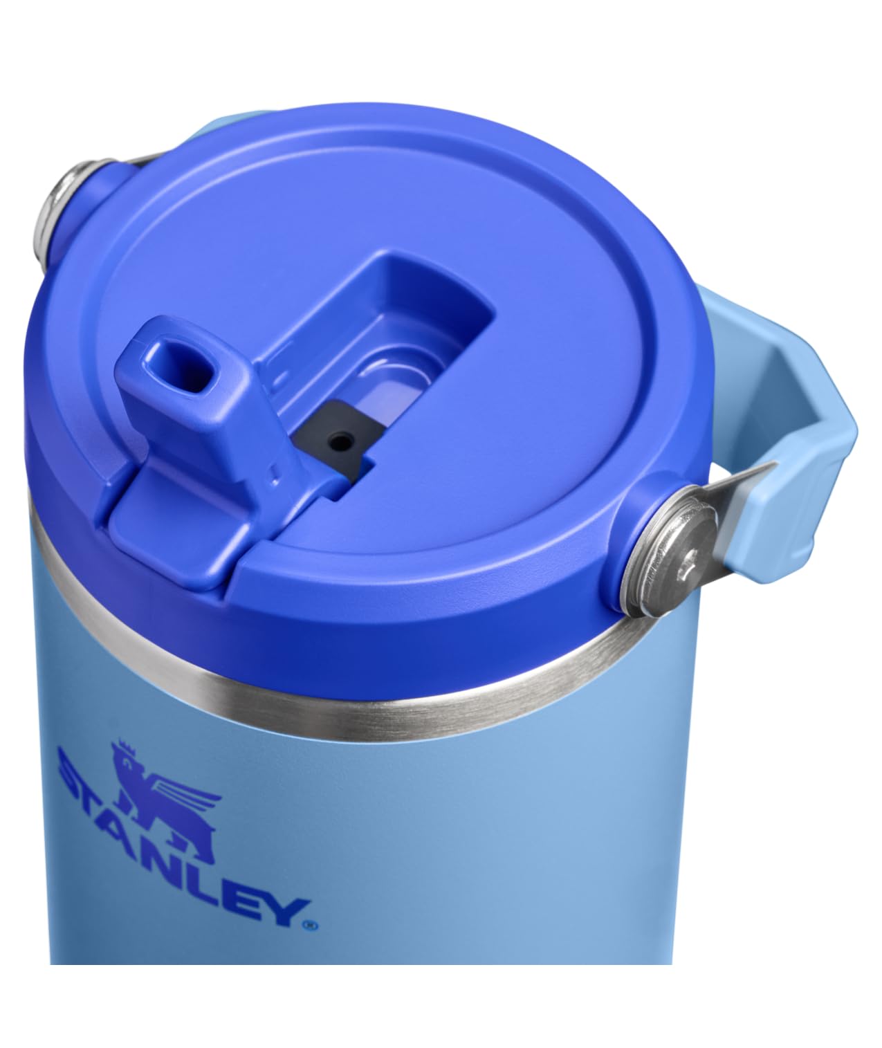 STANLEY close-up of Flip Straw 2.0 lid showing quick-open spout and leakproof seal benefit