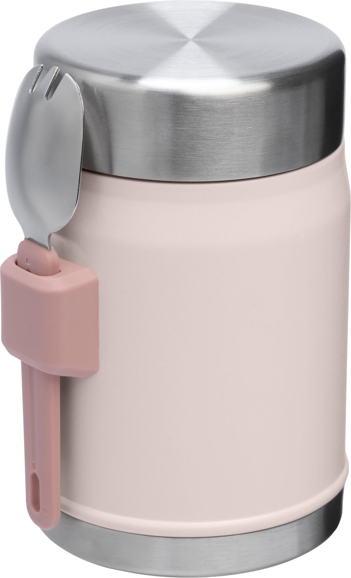Stanley lid close-up with integrated spork for utensil convenience