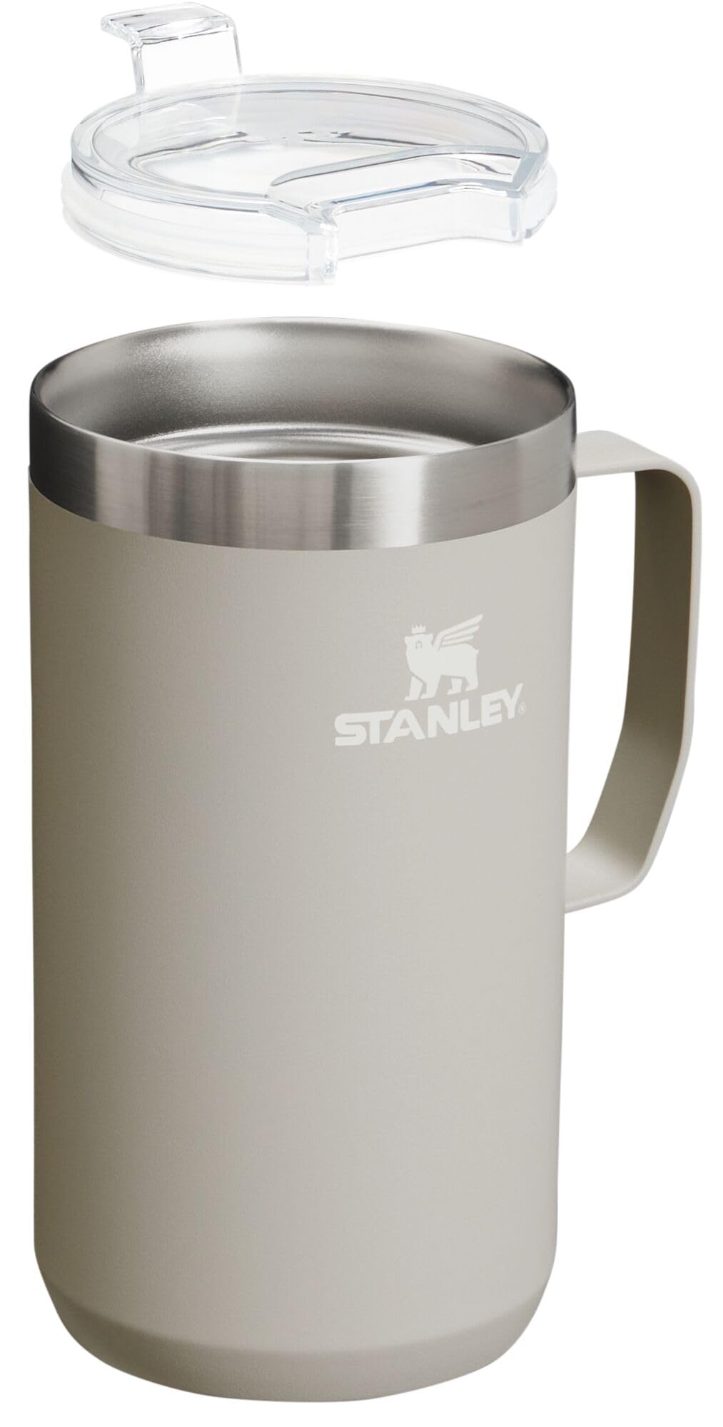 STANLEY Tritan press-fit lid close-up illustrating splash-resistant sipping benefit