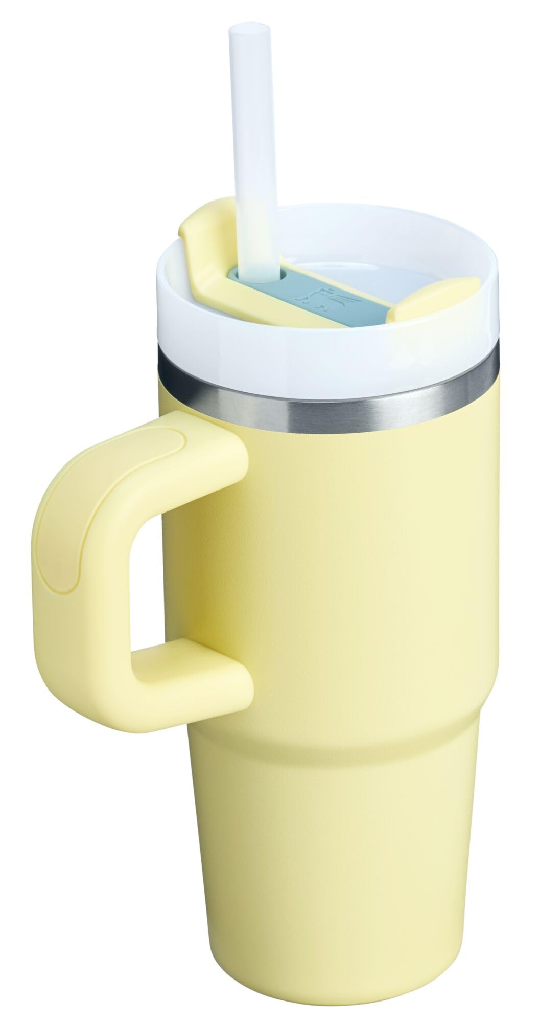 STANLEY lid rotated to straw position keeping reusable straw secure
