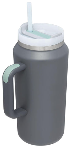 STANLEY FlowState lid close-up showing rotating cover and splash resistance benefit
