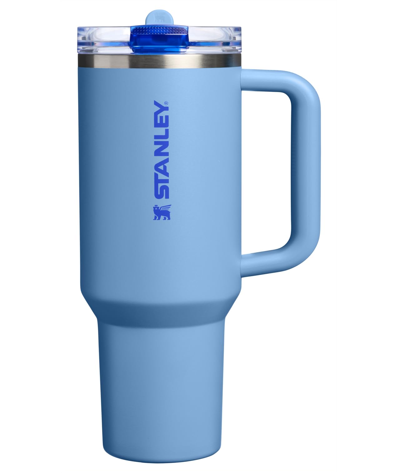 STANLEY Quencher front view showing Blue Sky color and 40 oz capacity, stylish and durable